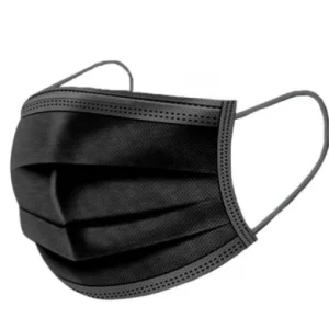 Mondkapjes ZWART 3 laags 17x 9.5cm 50 stuks met neus versteviging